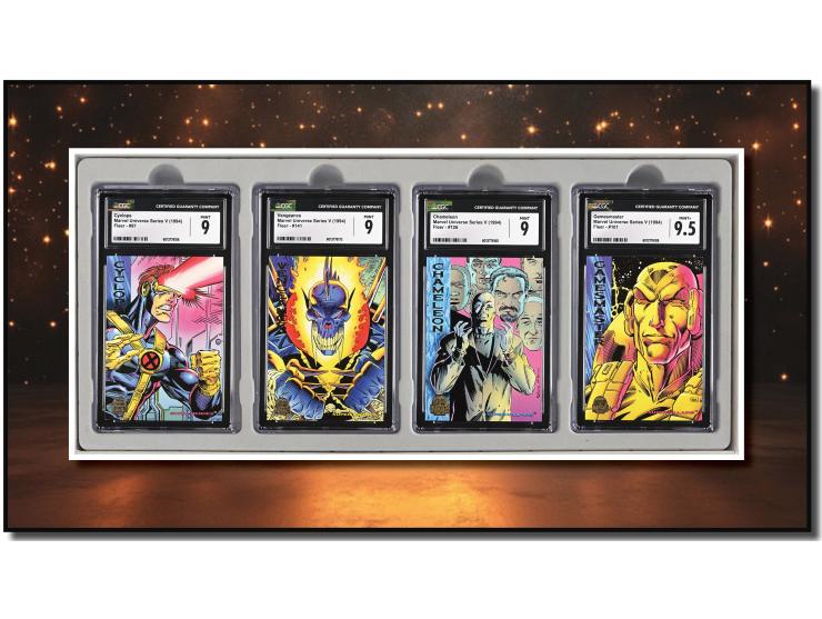 This curated set of four cards is a magnificent visual feast, paying homage to the peak creativity of the 1994 Marvel Univers